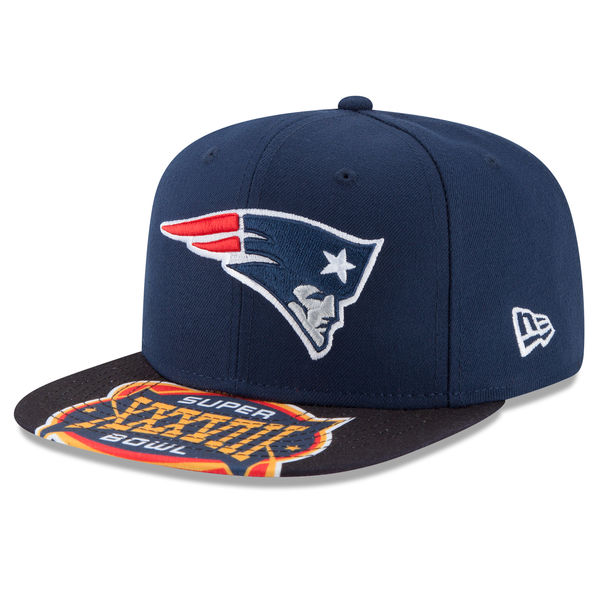 New England Patriots New Era Super Bowl XXXVIII On The Fifty Jumbo Vize Original Fit 9FIFTY Adjustable Hat - Navy